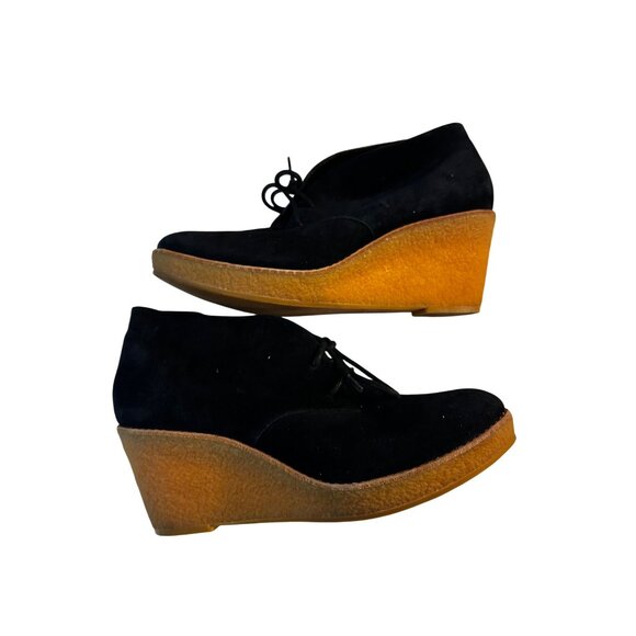 Cole Haan Halley Black Suede Wedge Ankle Booties Womens Size 9.5 B - Picture 1 of 5